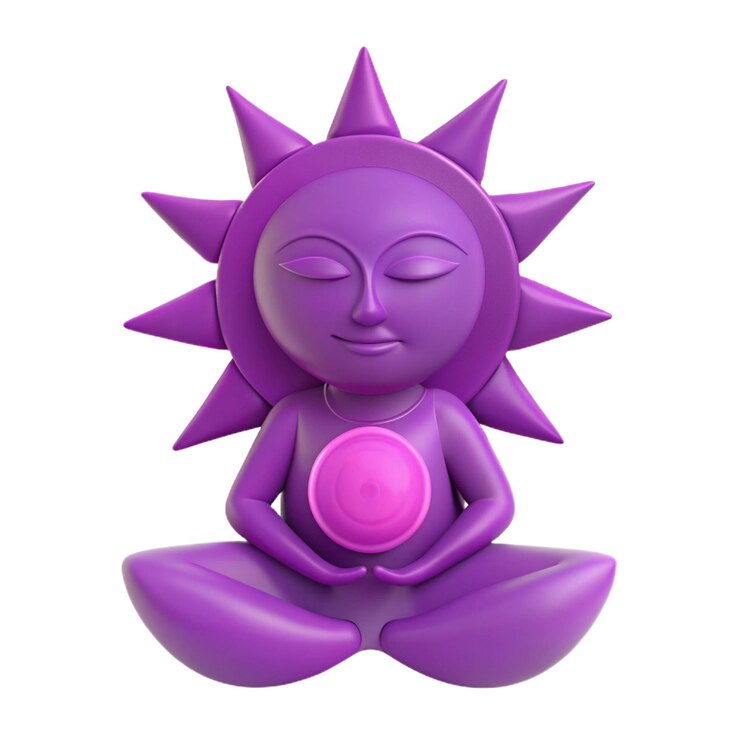 PSD una estatua púrpura de un buda con el sol en ella