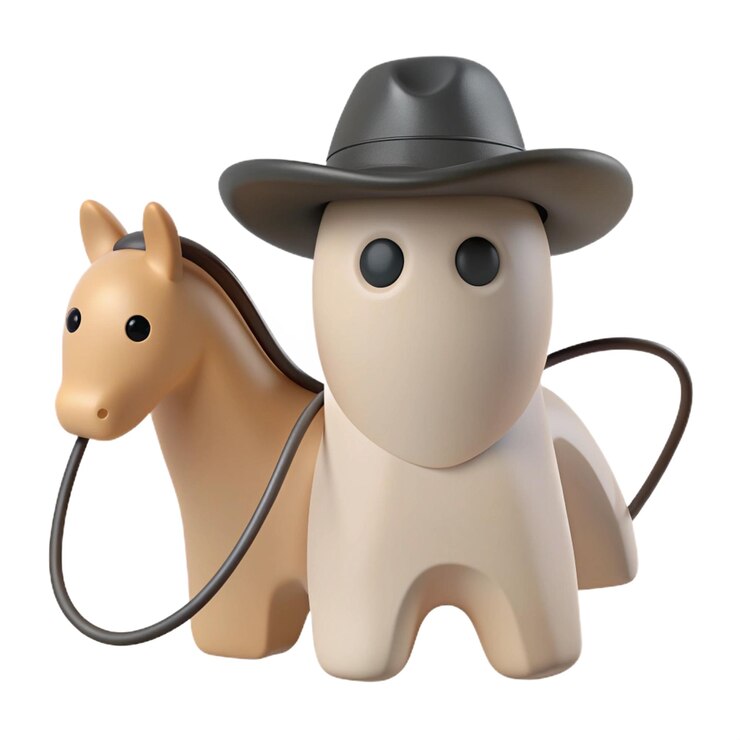 PSD una estatua de un vaquero y un caballo con un sombrero de vaquero
