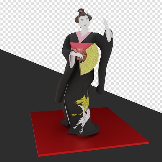 PSD estatueta de gueixa renderização 3d