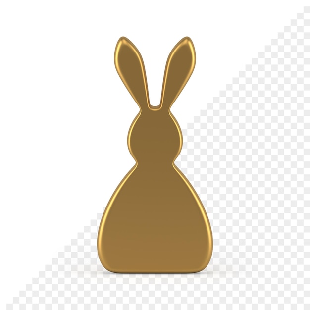 Estatuilla dorada de conejito de pascua para celebración de vacaciones elemento de diseño de decoración icono 3d ilustración realista