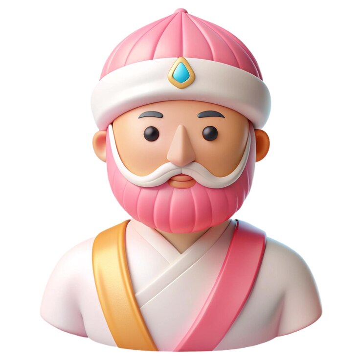 PSD una estatuilla de un hombre vestido con una túnica rosa y blanca