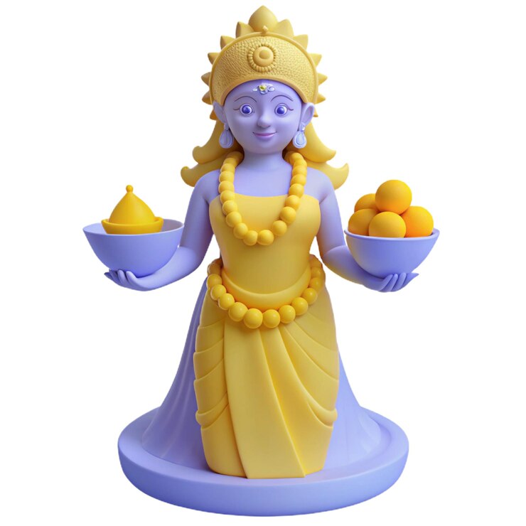 PSD una estatuilla de una mujer sosteniendo un cuenco de limones