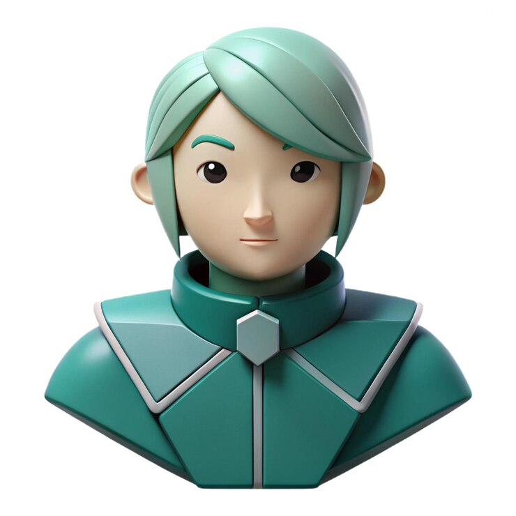PSD una estatuilla de un personaje femenino con un sombrero verde y una camisa verde y blanca