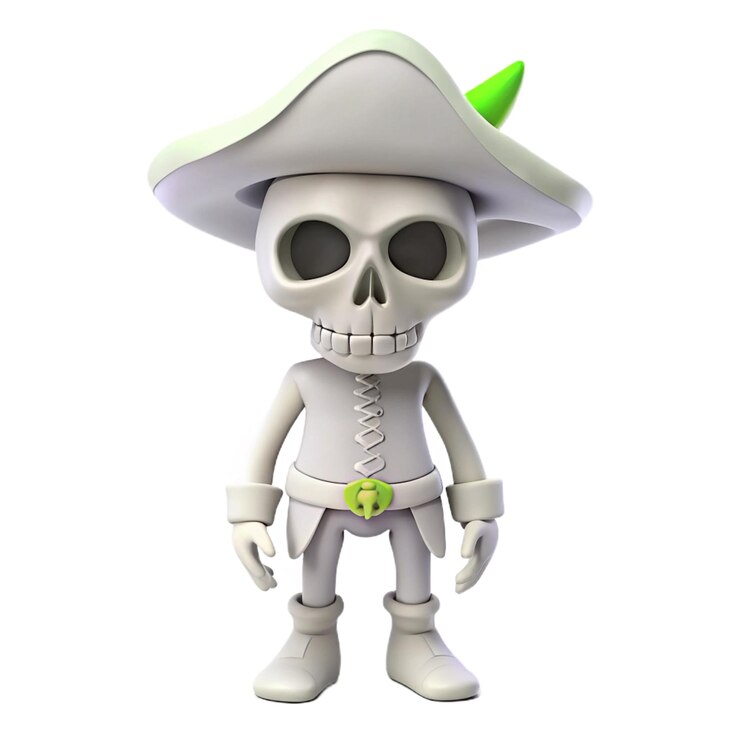 PSD una estatuilla de un personaje que lleva un sombrero y un sombreiro verde
