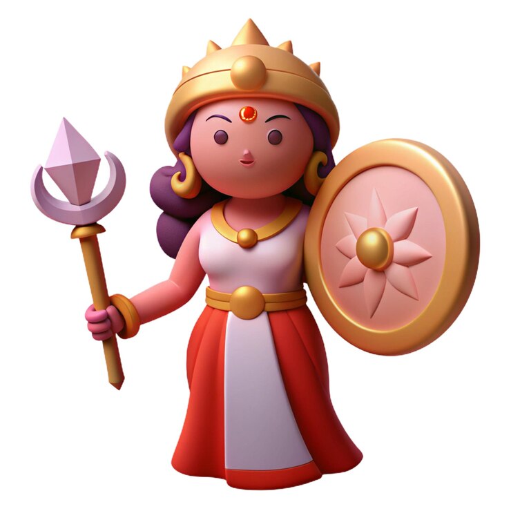 PSD una estatuilla de una princesa sosteniendo un escudo con un escudo y un escudo