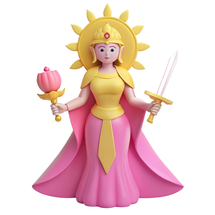 PSD una estatuilla de una princesa sosteniendo una espada y una espada