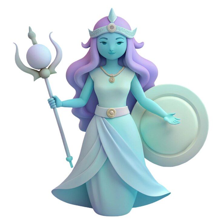 PSD una estatuilla de una sirena con un escudo y una flecha