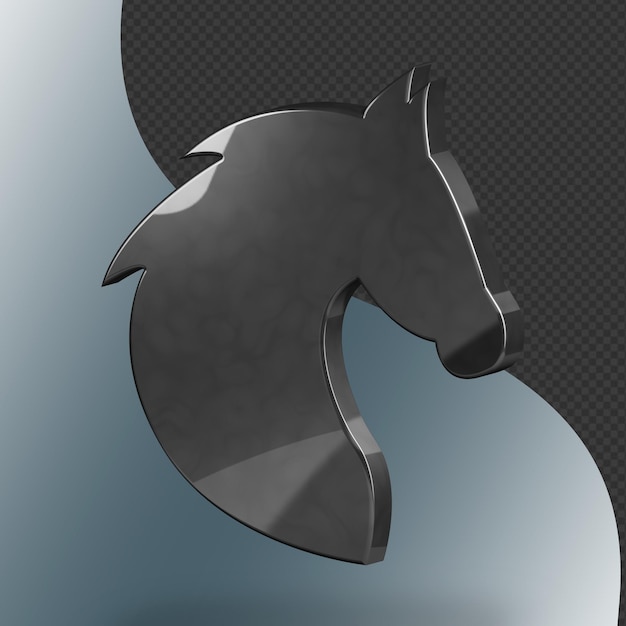 Este é um ícone de cavalo 3d lindamente projetado com uma bela textura metálica