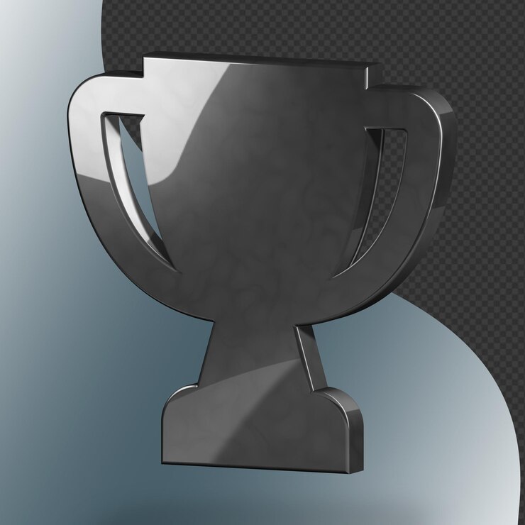 PSD este é um ícone de troféu 3d lindamente projetado com uma bela textura metálica