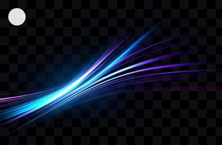 PSD estelas de luz azul y púrpura sobre un fondo transparente