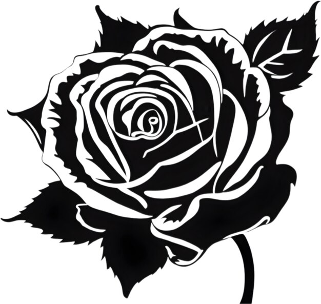 Estêncil preto de belas rosas aigenerado.