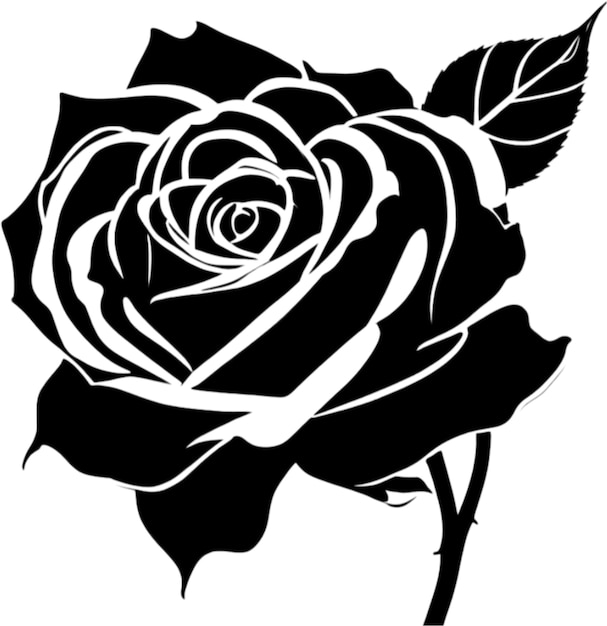 Estêncil preto de belas rosas aigenerado.