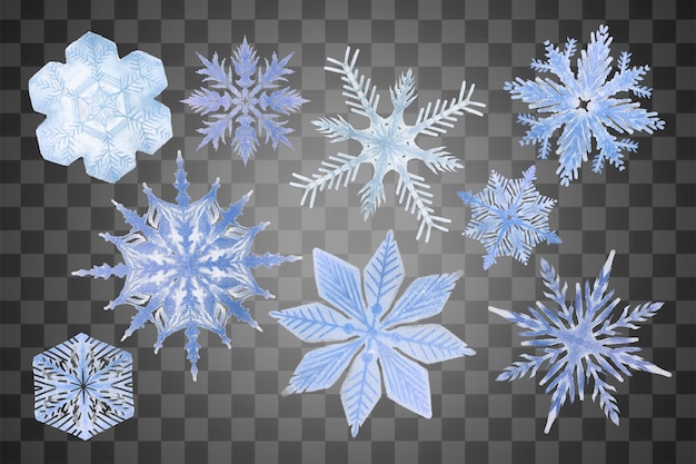 Estética copo de nieve pegatina png diseño de acuarela en un fondo transparente