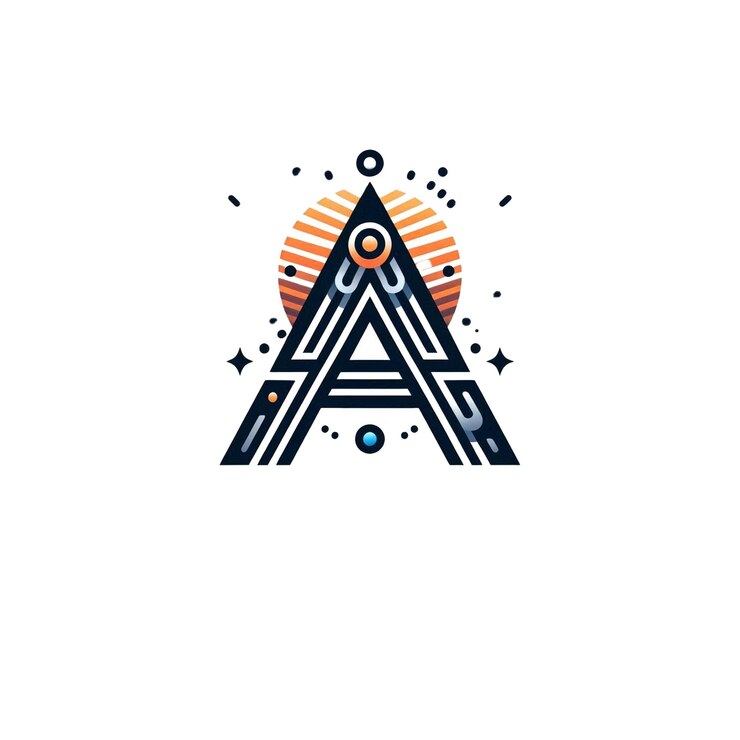 Estética letra geométrica un logotipo con el sol y los elementos cósmicos