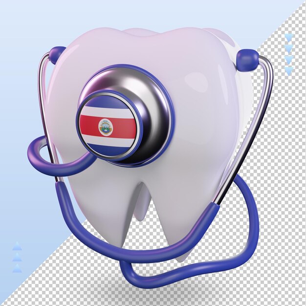 PSD estetoscopio de dentista 3d bandera de costa rica representación vista derecha