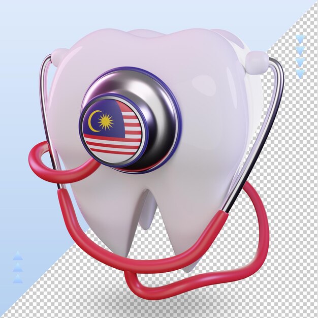 PSD estetoscopio de dentista 3d representación de la bandera de malasia vista derecha