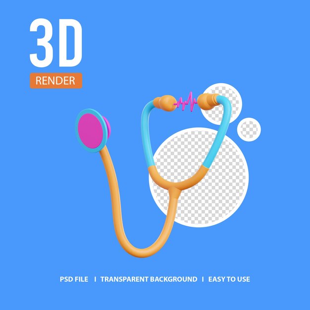 PSD estetoscopio de icono de render 3d