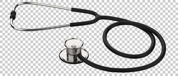 Estetoscopio médico sobre fondo transparente Ilustración de renderizado 3d