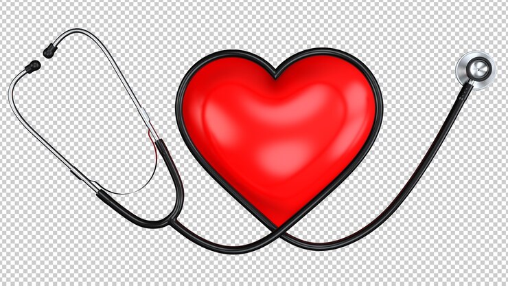 Estetoscopio negro en forma de corazón con el símbolo del corazón rojo