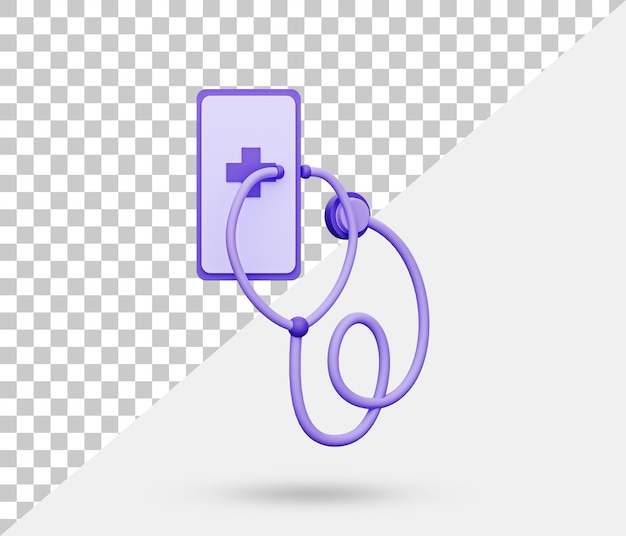 Estetoscopio y smartphone icono 3d. ilustración de salud