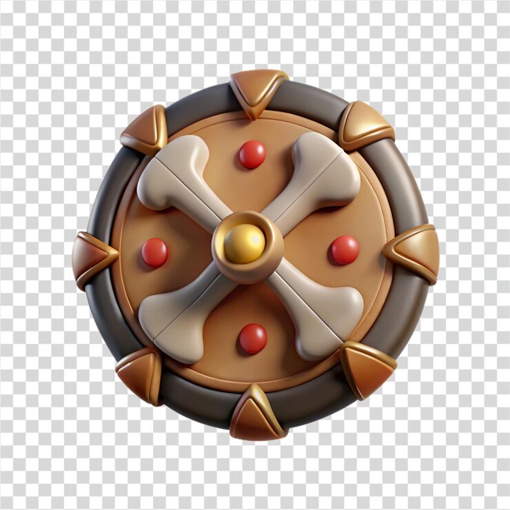 PSD estilizado escudo óseo renderizado en 3d del activo del juego de fantasía