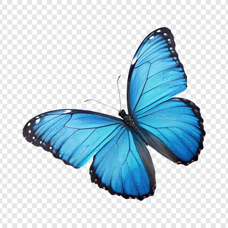 PSD estilo 3d azul mariposa perfecto para carteles aislados en un fondo transparente