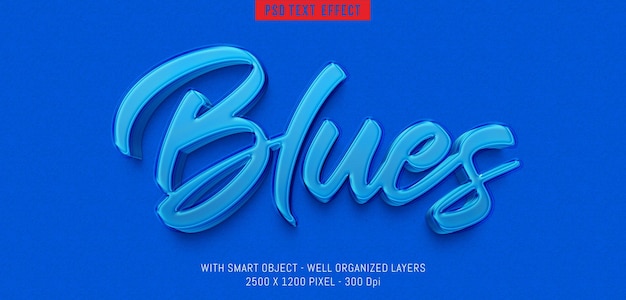 Estilo 3d de blues de efeito de texto editável