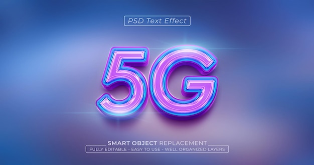 PSD estilo 3d de efeito de texto personalizado 5g