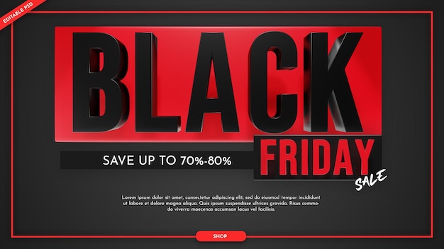 Estilo 3d do banner promocional da Black Friday