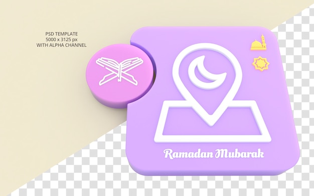 Estilo 3d do ícone do ramadã lindo
