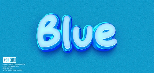 Estilo 3D editável de efeito de texto azul