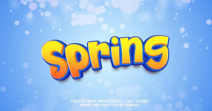 PSD estilo 3d de efecto de texto de primavera editable