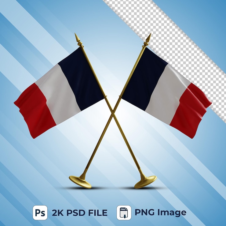 PSD el estilo 3d de francia agita la bandera