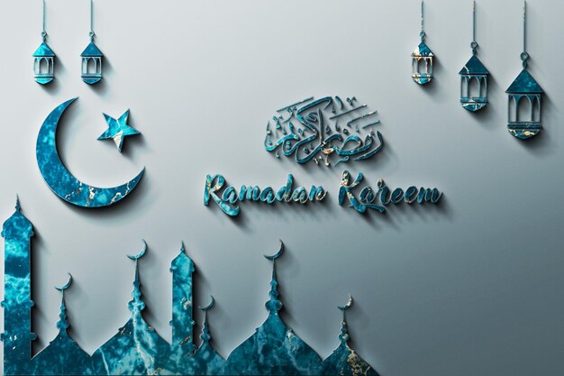PSD estilo 3d luxuoso do ramadan kareem