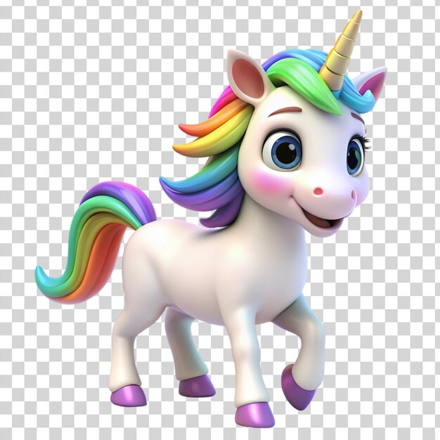 PSD estilo 3d de unicornio feliz aislado en un fondo transparente