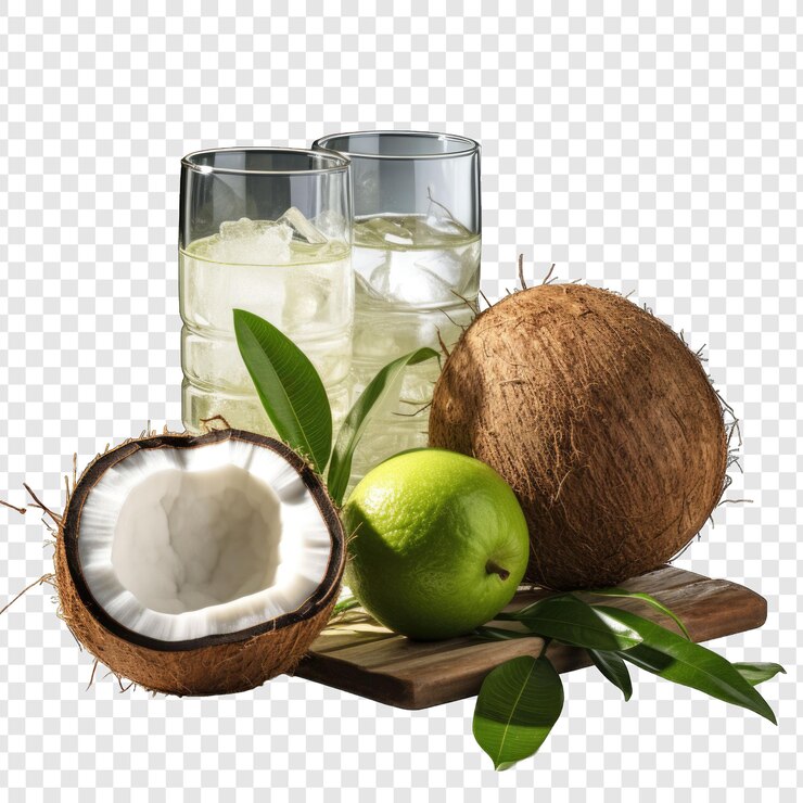 PSD estilo de agua de coco aislado png con fondo blanco ia generativa