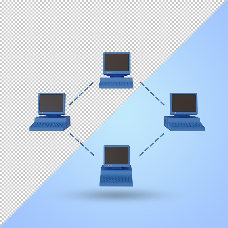 PSD estilo antiguo azul de la vendimia de la computadora personal. compartir computadora