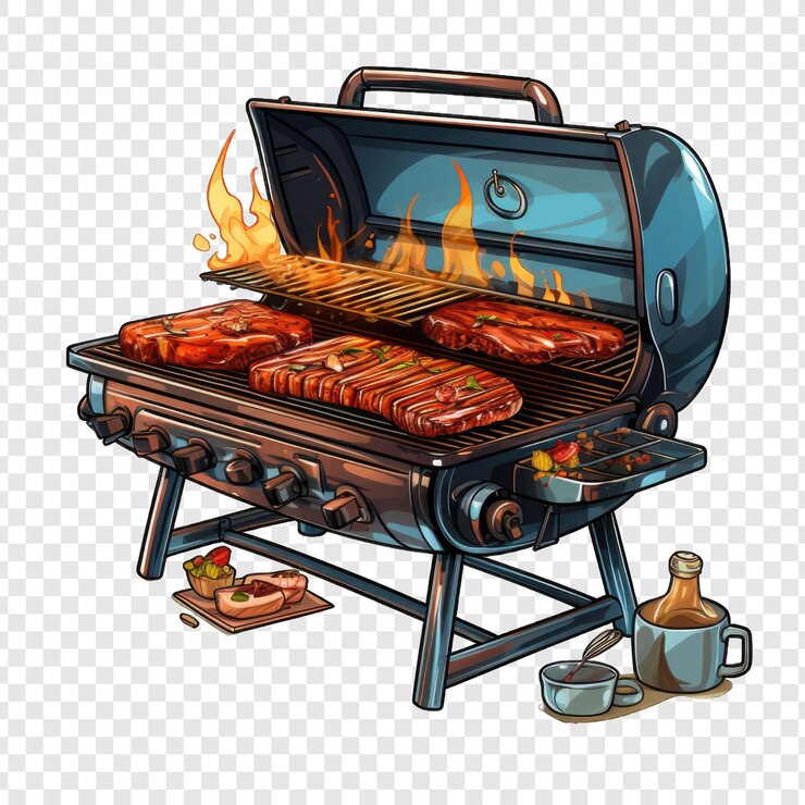 PSD estilo de barbacoa aislado png con fondo blanco ia generativo minimalista