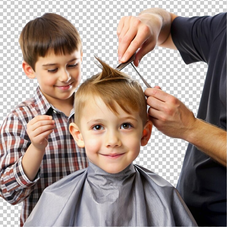 PSD el estilo de cabello de los niños se corta sobre un fondo transparente.