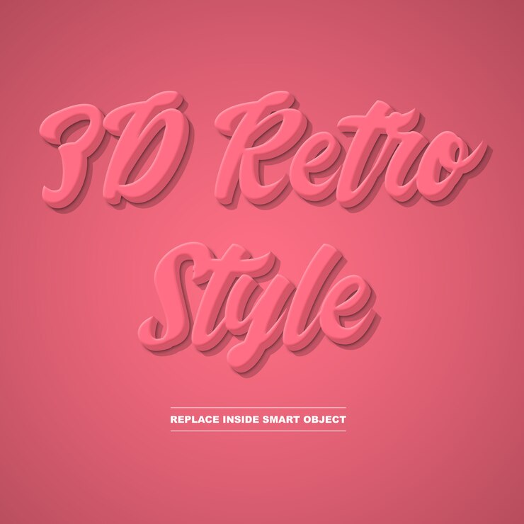 PSD estilo de capa de photoshop retro 3d: reemplace su texto u objeto dentro de la capa de objetos inteligentes