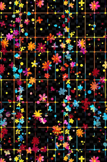 Estilo caprichoso Trellises Pixel Art con formas lúdicas y textura creativa Diseños de artículos de neón Y2K
