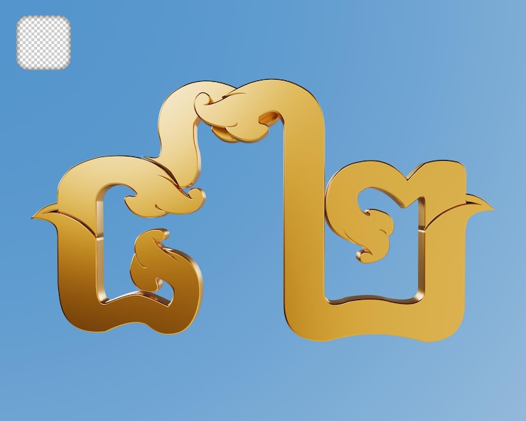 PSD estilo de arte khmer número 82 texto dourado ilustração 3d