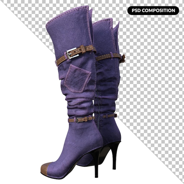 PSD estilo de botas altas isolado 3d