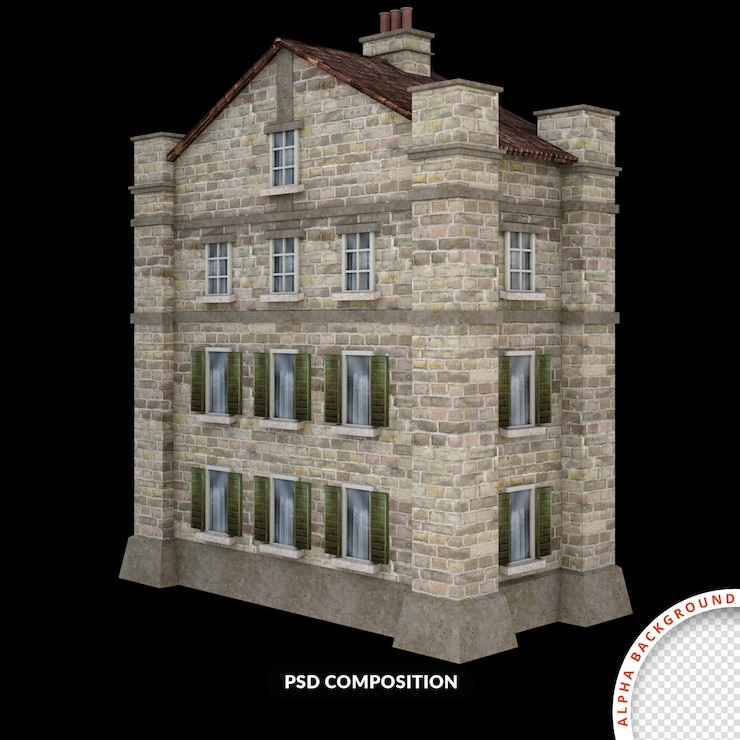 PSD estilo de construção antigo 3d isolado renderização psd premium