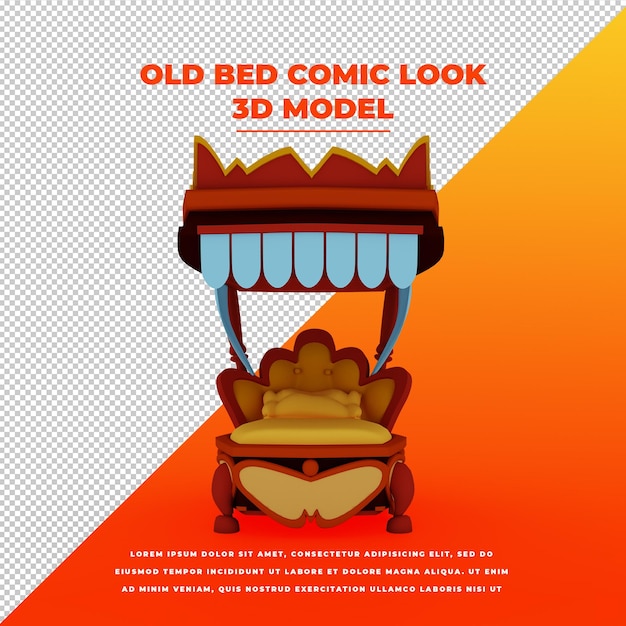 PSD estilo de desenho animado com aparência de cama velha