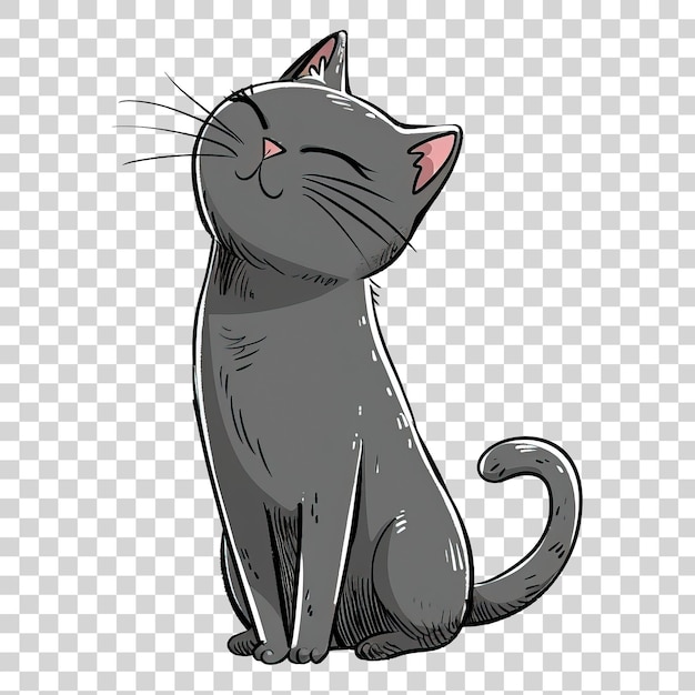 Estilo de desenho animado de gato bonito isolado em fundo transparente png