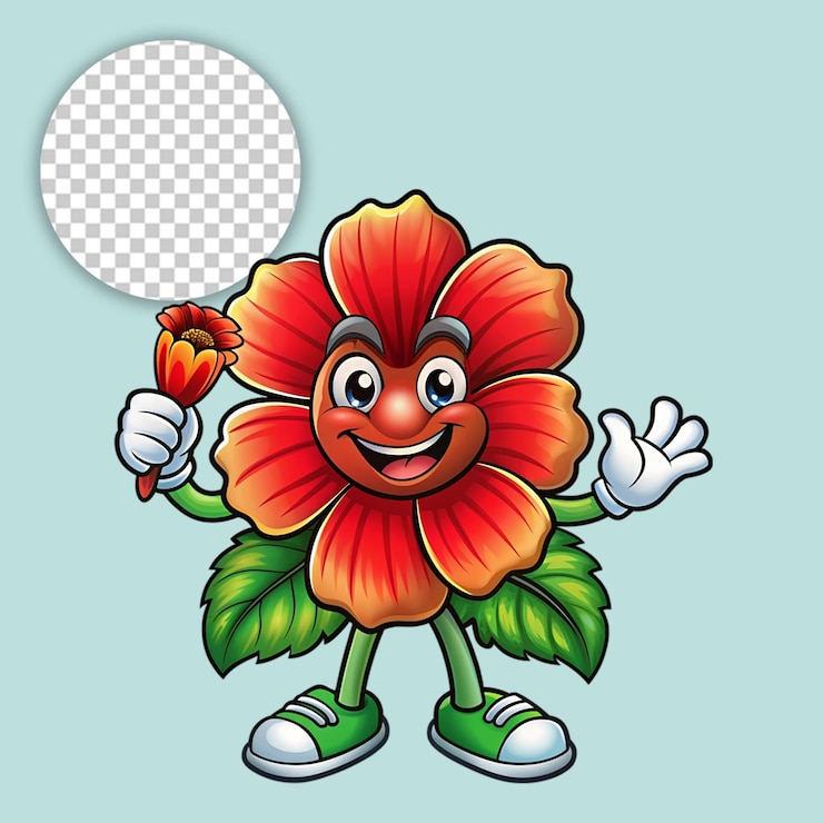 PSD estilo de desenho animado de gerânio em fundo transparente