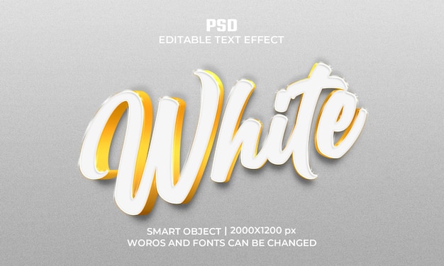 Estilo de efeito de texto 3d branco