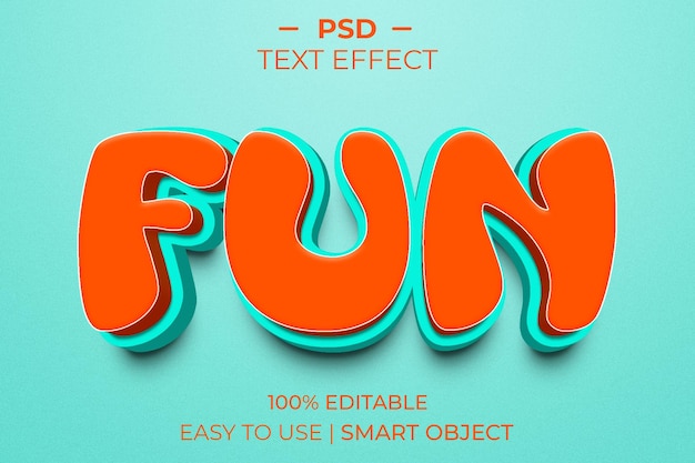 PSD estilo de efeito de texto 3d divertido