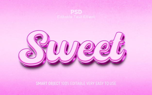 PSD estilo de efeito de texto 3d doce